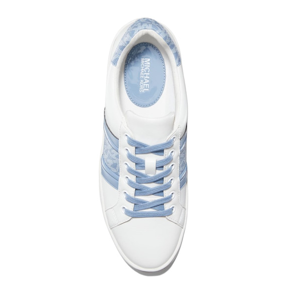 Michael Kors Poppy Logo Stripe Lace Up Sneakers Chambray Blue 8/9/9.5 $185 Nib - Picture 3 of 3